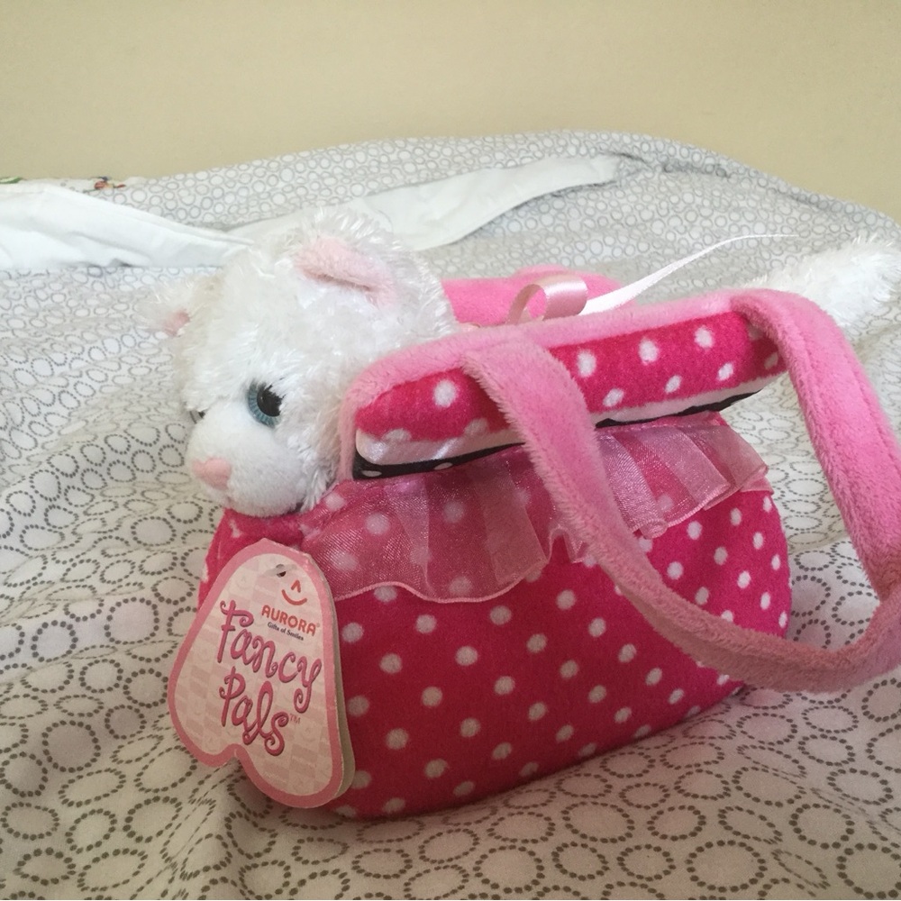 Aurora Fancy Pals Pink Polka Dot Plush Cat Carrier